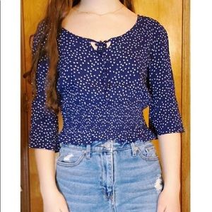 Polka dot smocked blouse